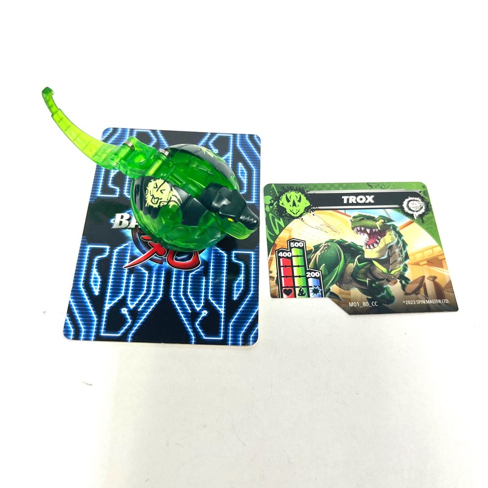Bakugan 2023 Gen 3 Street Brawl Green Translucent Trox Figure Card M01 80 CC